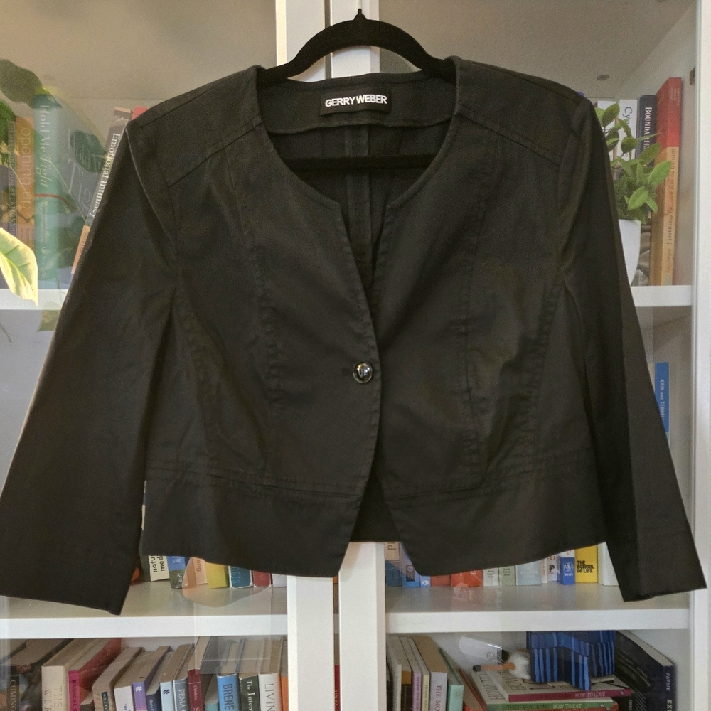 Gerry Weber Black Cropped Bolero Jacket - Single Button, 3/4 Sleeve (US 8)
